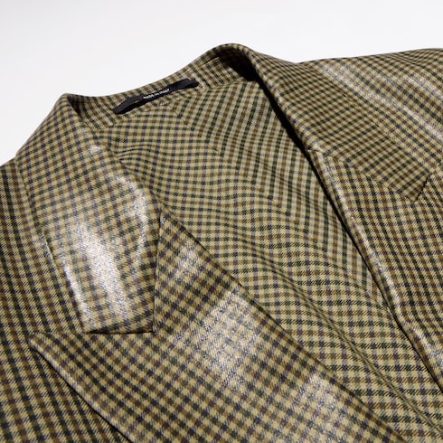 Gingham wool double-breasted jacket