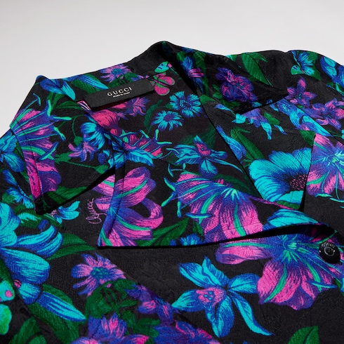 Robe chemisier en jacquard de soie imprimé