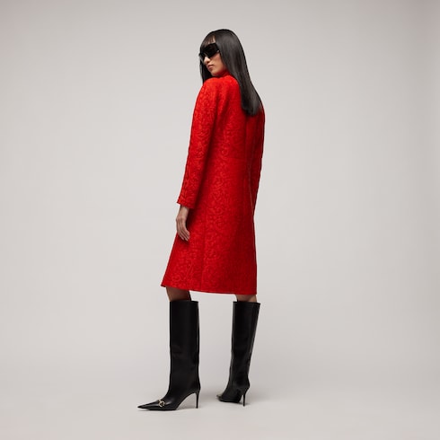 Robe en brocart de laine à imprimé fleuri