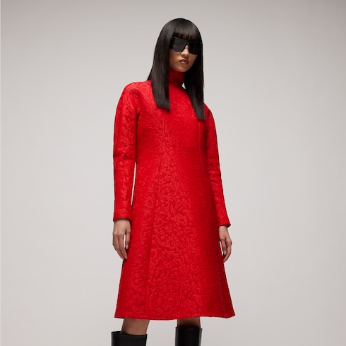 Robe en brocart de laine à imprimé fleuri