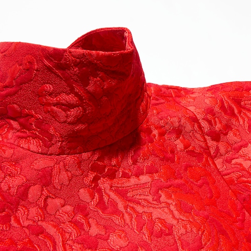 Robe en brocart de laine à imprimé fleuri