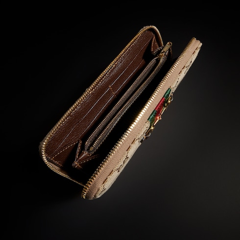 〔グッチ ホースビット〕ウェブ ジップアラウンドウォレット