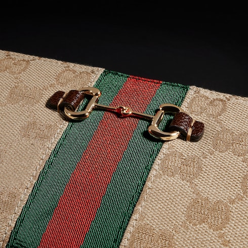 〔グッチ ホースビット〕ウェブ ジップアラウンドウォレット