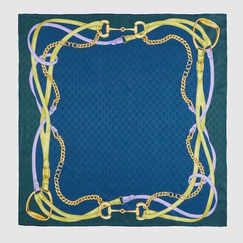 Carré in seta jacquard GG stampata