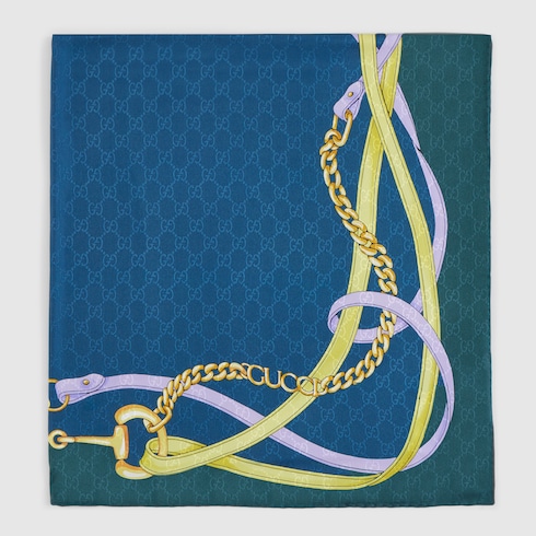 Pañuelo cuadrado jacquard seda estampado GG