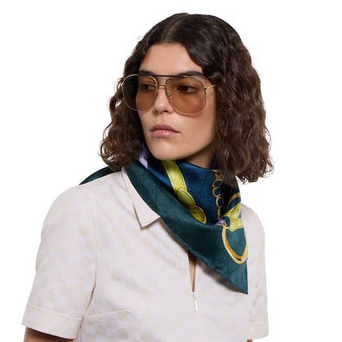 Carré en jacquard de soie GG à imprimé