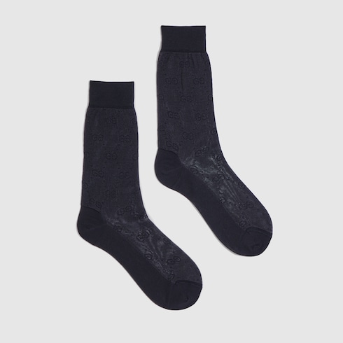 GG knit silk cotton socks
