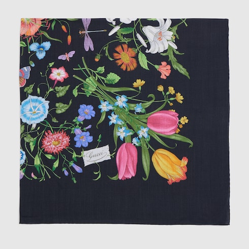 Printed silk wool shawl