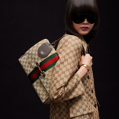 Gucci Horsebit Web中号手提包