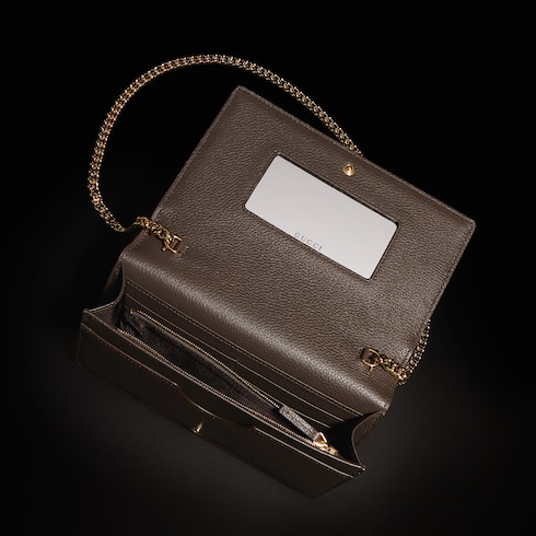 Zweifarbige GG Marmont Brieftasche Mit Kettenriemen