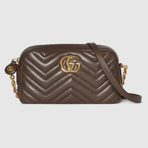 GG Marmont small camera bag in dark taupe leather | GUCCI® US