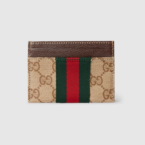 ウェブ付き カードケース ・サンド＆ブラウン GGキャンバス | GUCCI公式
