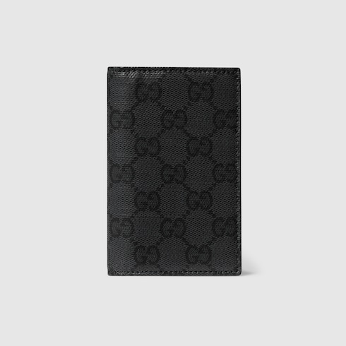 Gucci Essence Classic card case in black GG canvas | GUCCI® US