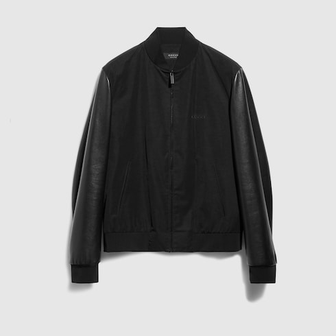 GUCCI ナッパスリーブ付き ファブリック ボンバージャケット