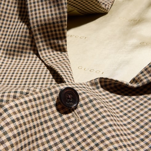 Veste à simple boutonnage en laine à motif Vichy