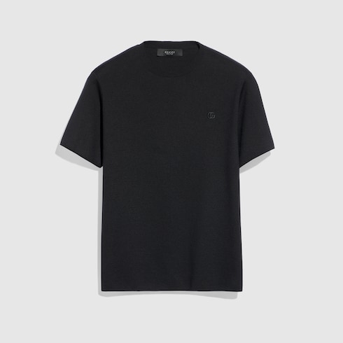 GUCCI エンブロイダリー付き シルクコットン ニット Tシャツ