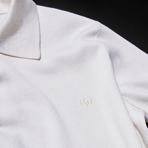 Silk cotton polo shirt with embroidery