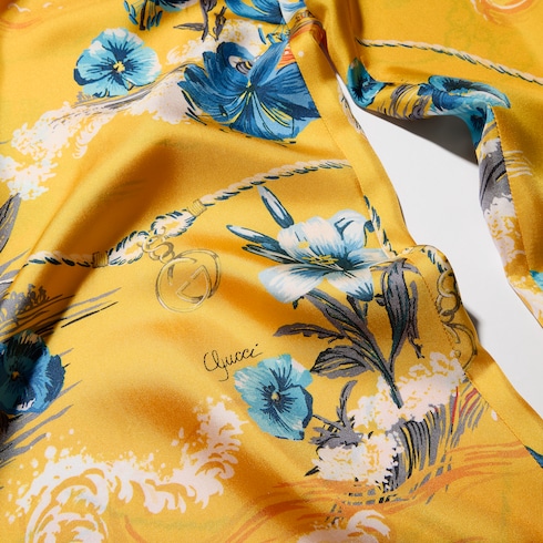 Printed silk twill leisure pants