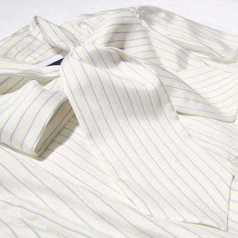 Chemise en soie à rayures fines Gucci avec nœud
