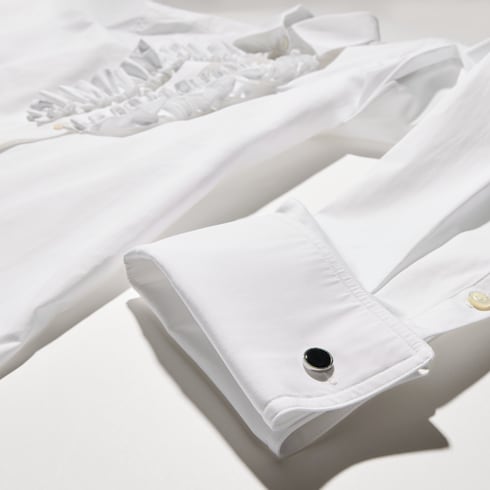 Cotton poplin shirt with rouches