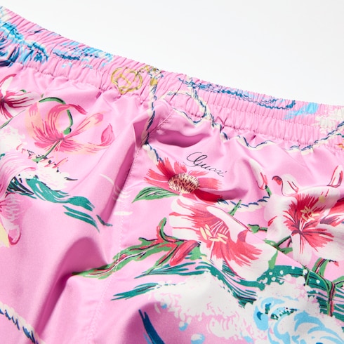 Badeshorts aus bedrucktem Polyesterpopeline