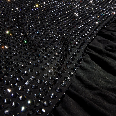 Besticktes Jersey-Langkleid