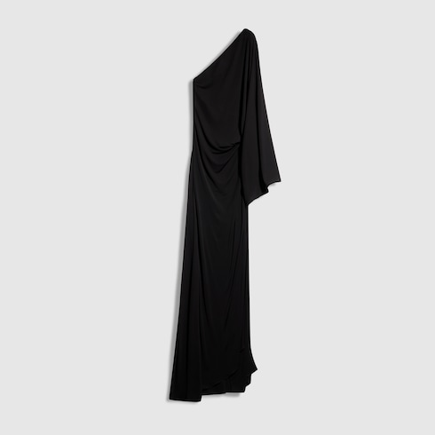 Viscose jersey asymmetrical long dress in black | GUCCI® US