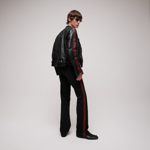 Buffalo leather biker jacket with Web