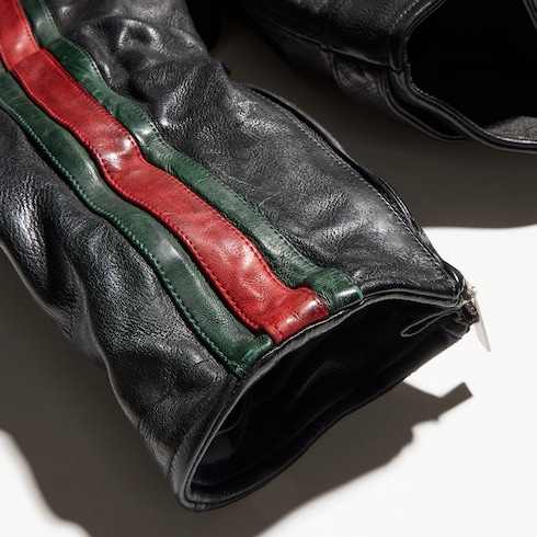 Calf leather bomber jacket with Web