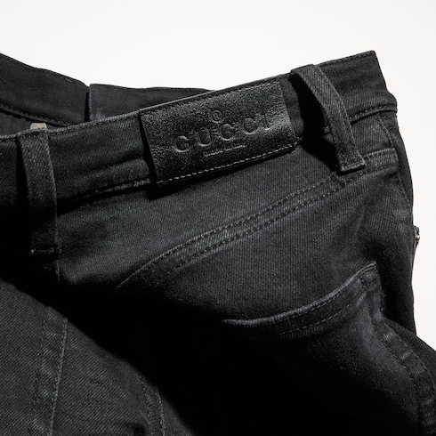 Pantalone skinny in denim di cotone effetto délavé