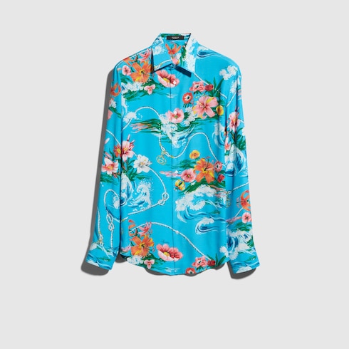 GUCCI プリント フルイド ファブリック シャツ