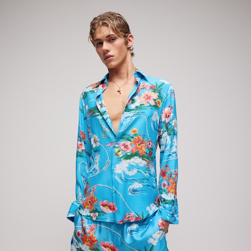 饰印花流体面料衬衫