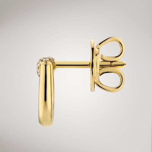 Gucci Horsebit系列饰钻石18K金耳钉