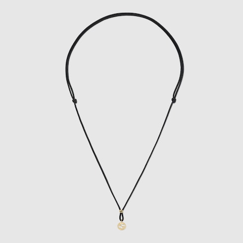 〔グッチ インターロッキング〕18K ペンダント コード ネックレス