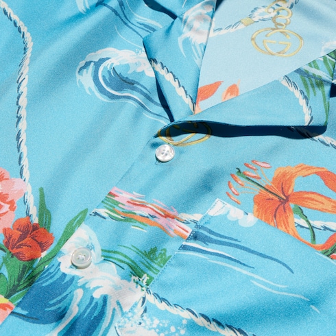 Camisa de bolos de sarga de seda con estampado
