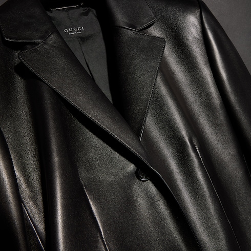 Soft leather coat in black | GUCCI® INT