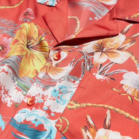 Camicia bowling in twill di seta stampata