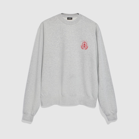 Cotton jersey mélange sweatshirt in light grey | GUCCI® US