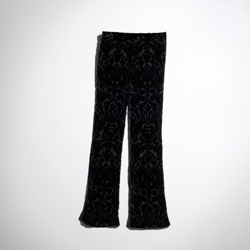 Floral devoré velour pants
