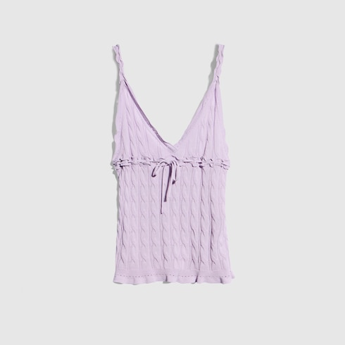 Braided cotton blend top in lilac | GUCCI® CA