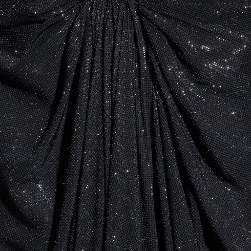 Robe longue en mousseline de soie stretch brodée