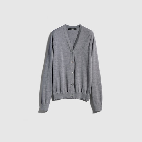 Fine wool cardigan with embroidery