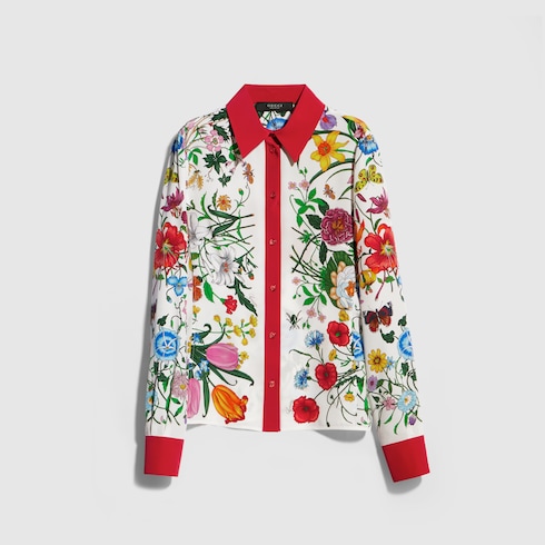 Printed silk shirt in multicolor | GUCCI® INT