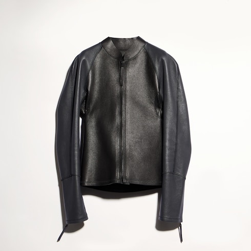 Veste zippée en cuir grainé