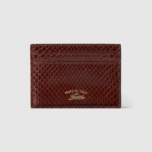 Lira python card case in dark brown | GUCCI® US
