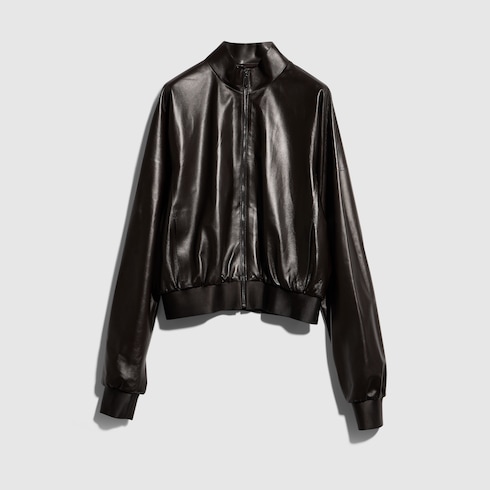 ソフトナッパレザー ボンバージャケット ・ダークブラウン | GUCCI公式