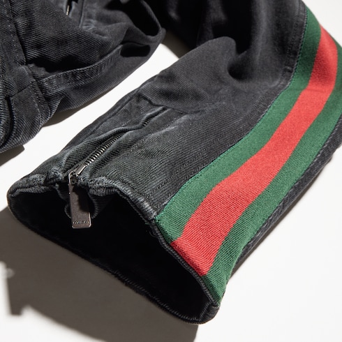 Bikerjacke aus Baumwolldenim mit Web