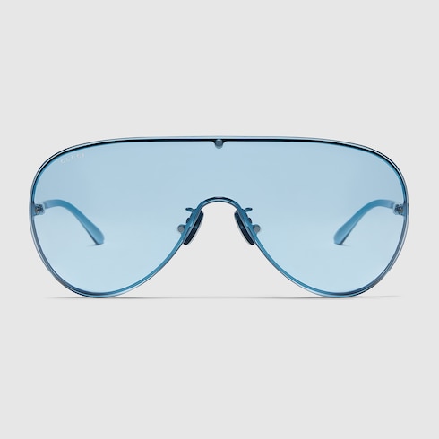 Mask frame sunglasses in blue | GUCCI® US