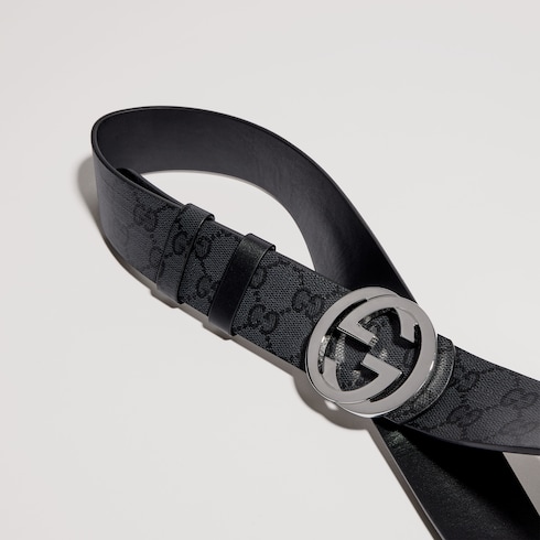 حزام بوجهين مع مشبك شعار G المتشابك
