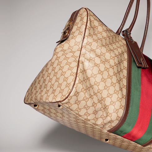 Bolsa duffle mediana GG con tribanda Web